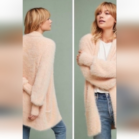 Knitted and knotted cardigan eyelash pocket long cozy sweater - Picture 16 of 16